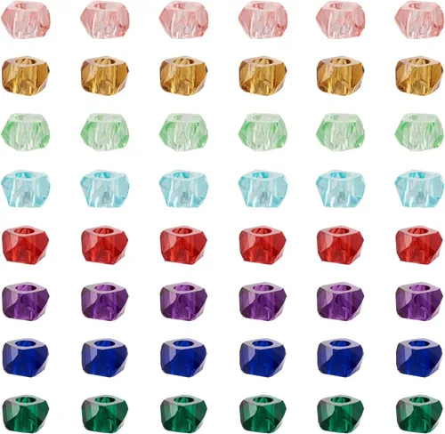 Vista 8 de Craftdady Cuentas de agujero grande de resina poligonal, 120 cuentas europeas espaciadoras facetadas, cuentas deslizantes para cuero, cadena