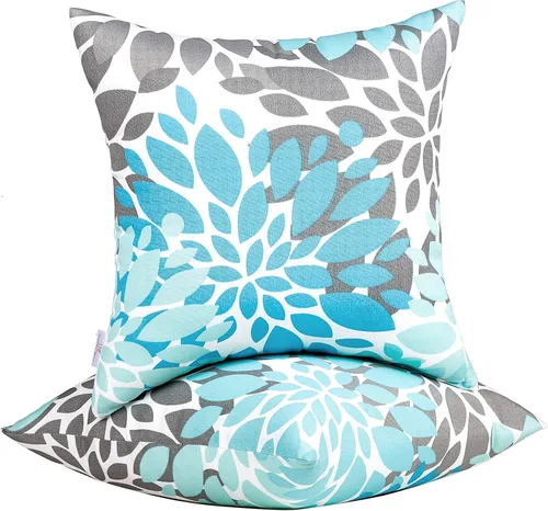 Vista 27 de JMGBird Almohadas impermeables para exteriores de 18 x 18 pulgadas para muebles de patio, cama, sofá y sofá Almohadas de exterior con inserto