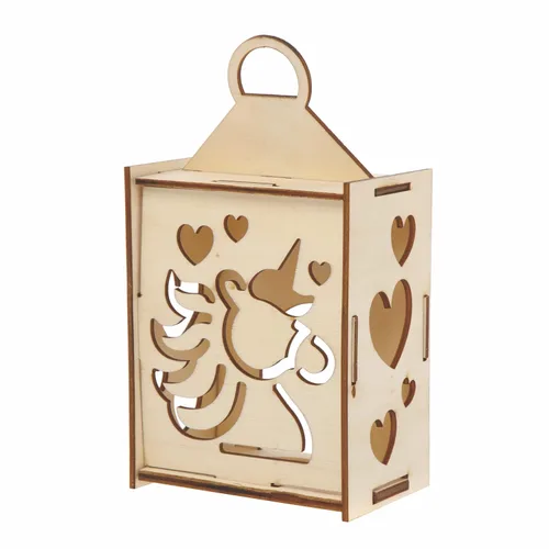 Vista 7 de Baker Ross AX665 - Juego de 3 faroles de unicornio, manualidades de madera para actividades de arte y manualidades infantiles, ideal para fiestas