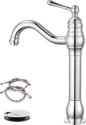 Vista 15 de gotonovo Grifo para lavabo de recipiente, boquilla giratoria 360°, grifo de baño de una sola manija, alto, 1 agujero, lavabo de granja, grifo