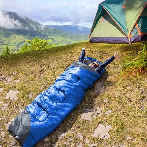 Vista 3 de tuphen - Sacos de dormir para adultos, niños, niñas, mochileros, senderismo, camping, forro de microfibra, clima frío y cálido, 4 estaciones, uso