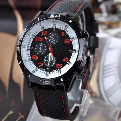 Vista 2 de LsvtrUS GT Racer - Reloj deportivo para hombre, estilo militar, aviador, militar, de silicona, color negro