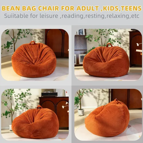 Vista 5 de ZhenLives Funda para puf de almacenamiento de animales de peluche, solo funda (sin relleno), organizador de juguetes de pana, para asiento con cojín