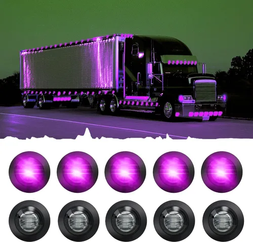 Vista 11 de juego de 10 luces LED selladas impermeables ámbar de 3/4" mini redondas, luces indicadoras delanteras, traseras y laterales, luces de gálibo