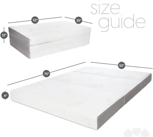 Vista 3 de Milliard Colchón plegable en tres partes con funda lavable (73 x 52 x 4 pulgadas)