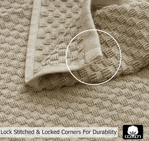 Vista 3 de COTTON CRAFT - Juego increíble de toallas de cocina - Juego de 8 toallas de rizo - 100% algodón Euro Café con textura gofré - Toalla de cocina Beige