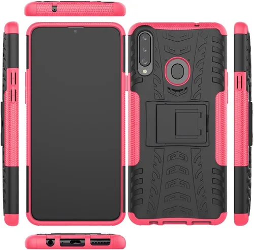 Vista 4 de Asuwish Funda de teléfono para Samsung Galaxy A20s con protector de pantalla de vidrio templado y soporte delgado, híbrida, resistente, funda