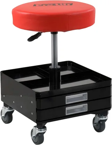 Vista 4 de Pro-Lift C-3100 silla neumática con dos charolas para herramientas, hasta 300 libras de capacidad, color gris de capacidad