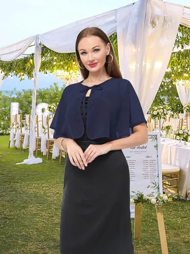 Vista 4 de Chal de gasa para mujer, capelets transparentes para vestido de noche, boda, cubierta de capa