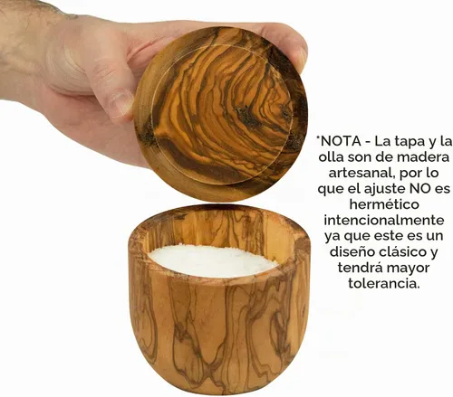 Vista 5 de Tramanto - Tarro de sal y especias de madera de olivo (3.5 pulgadas)