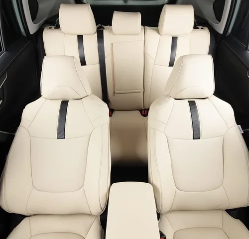 Vista 59 de Fundas de asiento RAV4 de ajuste personalizado, piel sintética impermeable para Toyota RAV4 2013-2018 (beige)