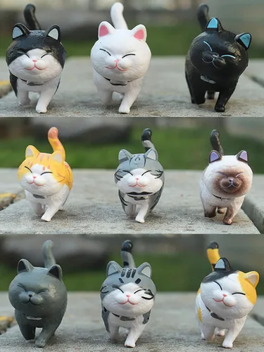 Vista 4 de 9 piezas de lindas figuritas en miniatura de gatos, adorable diseño de jardín de hadas, lindos gatitos para jardín del hogar, lindos cupcakes