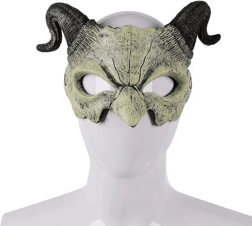 Vista 5 de Soochat Devil Mask Demon Mask Scary Half Face Mask for Cosplay Halloween Masquerade Costume Party Accessories