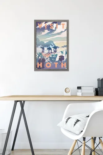 Vista 6 de Trends International Star Wars: Hoth - Póster de pared Visit Hoth, 14.725 x 22.375 pulgadas, versión enmarcada de madera de granero