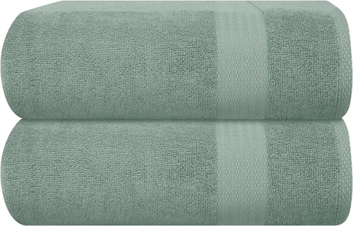 Vista 94 de GLAMBURG Juego de 2 Sábanas de Baño Extra Grandes de Algodón Premium de 700 GSM - 100% Algodón Peinado - 2 Sábanas de Baño 35x70 pulgadas - Calidad