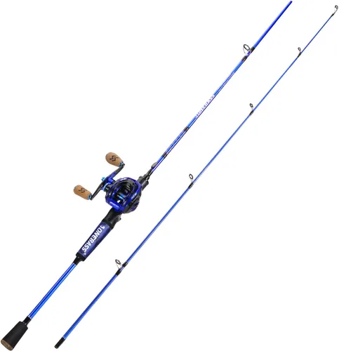 Vista 3 de One Bass Combo de caña de pescar y carrete, IM7 grafito 2 piezas en blanco para baitcasting, caña de pescar giratoria con mango de superpolímero