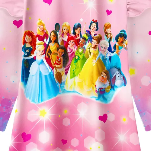 Vista 2 de Kids Princess Dress for Girls,Toddler Cartoon Short Long Sleeve Dresses Movie Costume Casual Home Wear Clothes 2-7T