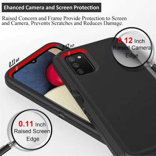 Vista 3 de Funda compatible con Samsung Galaxy A02s, con protectores de pantalla, resistente, a prueba de golpes, protección de cuerpo completo, con funda