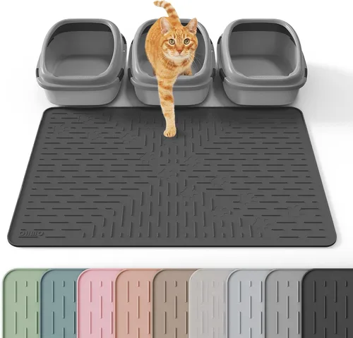 Vista 32 de OHMO Alfombrilla Grande para Arena de Gatos Alfombrilla de Captura Premium Goma de Silicona 31.5 x 23.6 pulgadas Gris Ceniza, Alfombrilla para Caja
