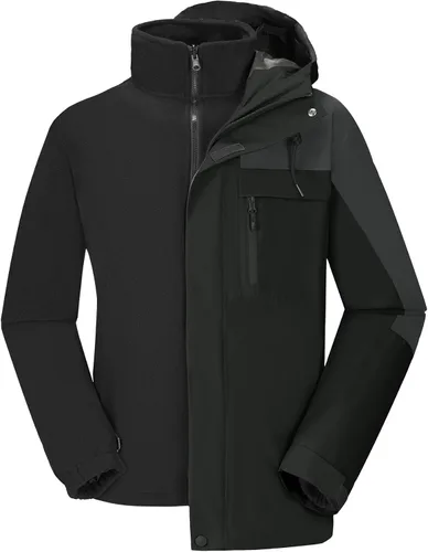 Vista 2 de CAMELSPORTS Chaqueta de esquí de montaña 3 en 1 para hombre, chaqueta de invierno impermeable, chaqueta de nieve cálida con capucha, abrigo