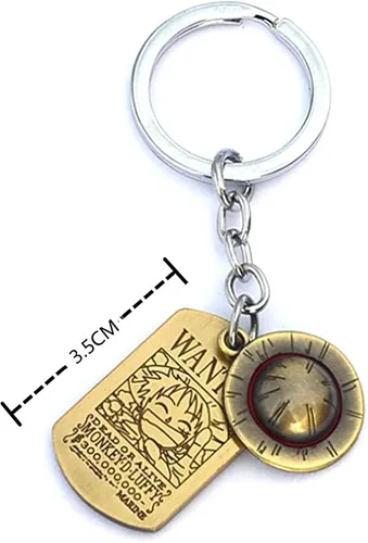 Vista 2 de Collar y llavero de anime, sombrero de paja Jolly Roger, pulsera de joyería de anime Luffy para cosplay, llavero japonés de anime para amantes
