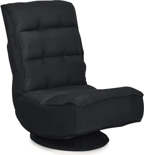 Vista 8 de FANTASK Silla de suelo giratoria de 360 grados, sofá plegable con 5 posiciones ajustables y respaldo, silla de descanso perezosa para relajarse Negro