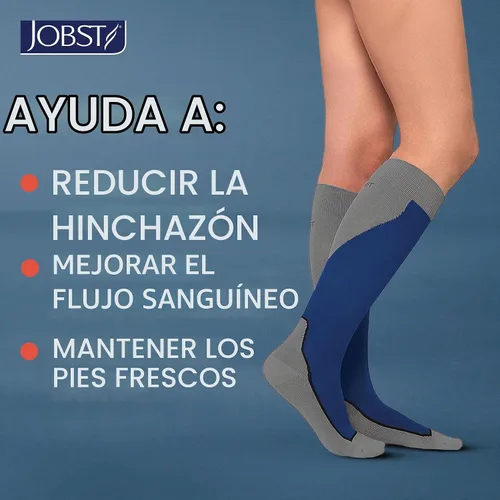 Vista 4 de JOBST Calcetines deportivos de compresión hasta la rodilla, 20-30 mmHg, negro/negro frío, talla S Negro frío/Negro