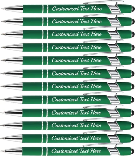 Vista 14 de Aolun Bolígrafo personalizado, bolígrafo grabado personalizado con lápiz capacitivo, 12 unidades, metal suave al tacto, introduce el nombre, Naranja