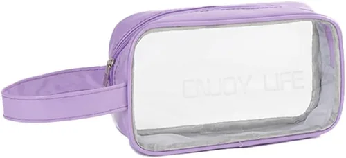 Vista 11 de Neceser de viaje, bolsa de aseo transparente con asa, bolsa de maquillaje impermeable para playa, viajes, gimnasio, Negro