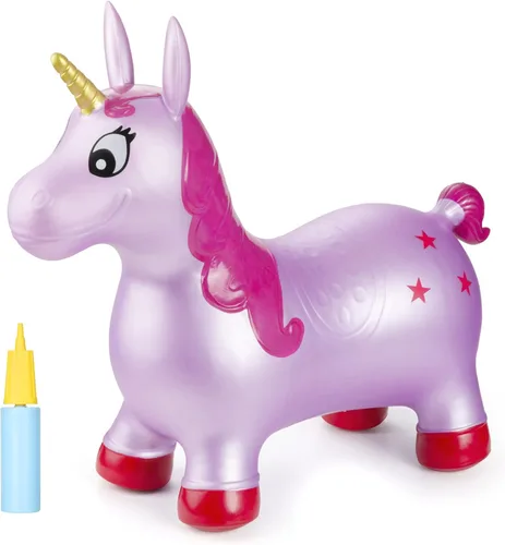 Vista 14 de INPANY Caballo hinchable, juguetes de tolva de dinosaurio, animal que rebota para niños, decoraciones de fiesta de dinosaurios, inflable para niños