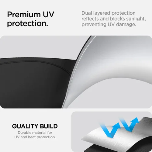 Vista 5 de Spigen Parasol para parabrisas delantero para todos los modelos Tesla Y y 3 Protección de doble capa Accesorios de coche para el modelo Y Juniper