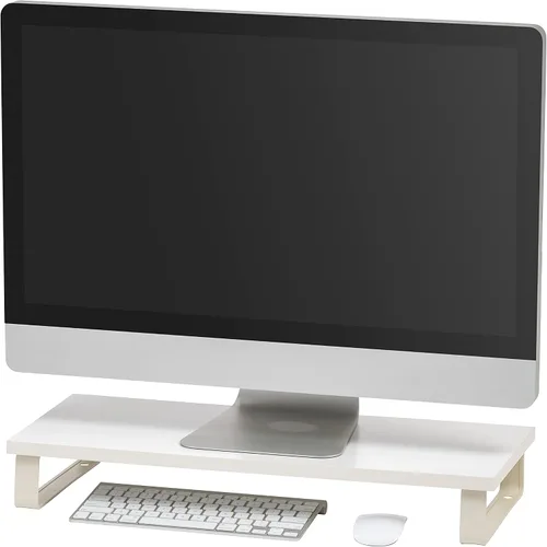Vista 9 de IRIS USA Soporte organizador de monitor de PC moderno multiusos de 1 nivel con patas de metal, elevador ergonómico de escritorio y encimera