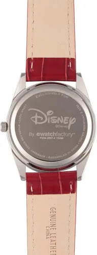 Vista 3 de Disney Reloj de cuarzo analógico redondo con purpurina para adultos, Rojo