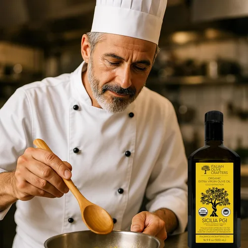 Vista 9 de Italian Olive Crafters, Aceite de oliva virgen extra orgánico rico en polifenoles, 16.9 fl oz - Botella de vidrio prensado en frío de aceite