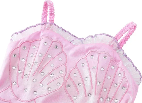 Vista 4 de AmzBarley Vestido de sirena para niñas pequeñas, disfraz de princesa para fiesta de cumpleaños, Halloween