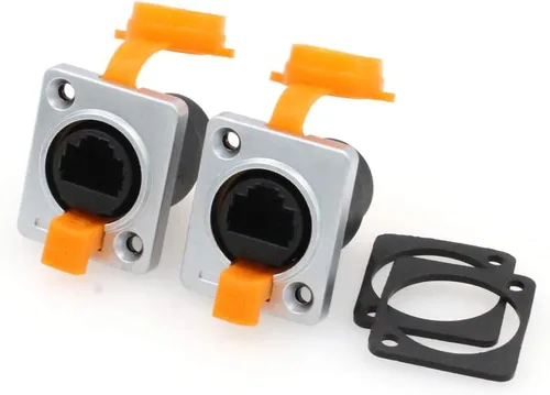 Vista 7 de 3 unids recto doble puerto RJ45 zócalo, Ethernet impermeable conector IP65 montaje en panel compatible CAT5e