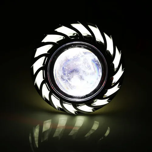 Vista 2 de Faros LED para motocicleta, bombilla para faros delanteros de motocicleta, lente de proyector LED, halo único, ángel, diablo, luz de punto de luz