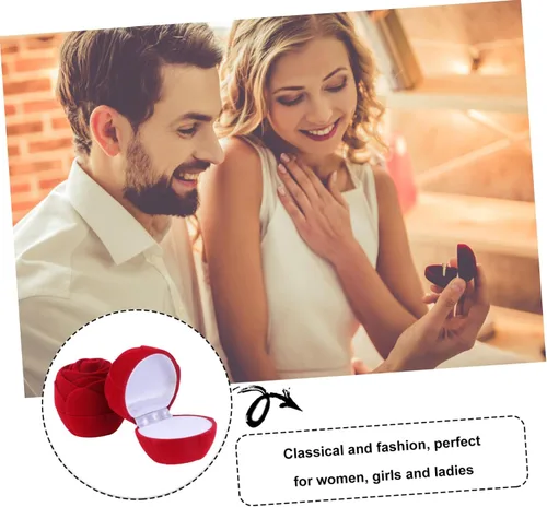 Vista 5 de KESYOO 6 pcs Jewelry Creative Rose Ring Proposal Flower for Ing Wedding Ceremony Storage Heart Red Gift Fashion