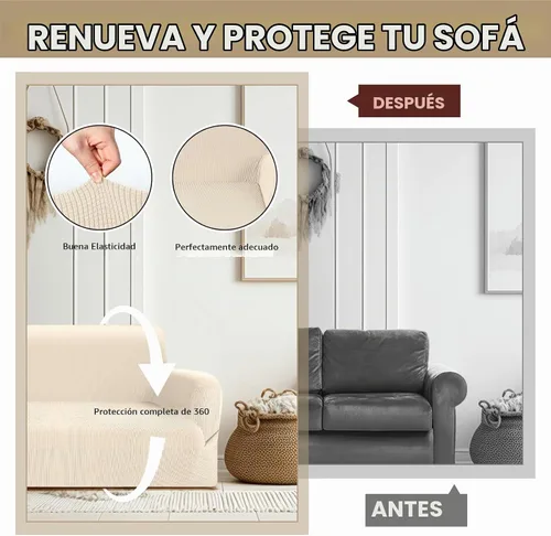 Vista 5 de Peryiter Juego de 2 fundas para sofá de dos plazas Fundas para muebles para sala de estar para sofá, sillón, ajuste elástico, a prueba de arrugas