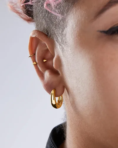 Vista 2 de MILLA Aretes tipo huggie de oro de 14 quilates o plata de ley para mujer, paquete múltiple e individuales, aretes para mujer, aretes de moda Y2K