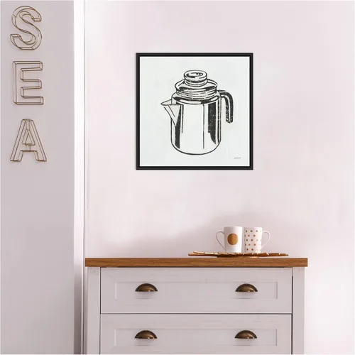 Vista 7 de Amanti Art Lienzo enmarcado para pared, 16 x 16 pulgadas, cafetera retro (cocina) por Kathrine Lovell, lienzo enmarcado para pared, obras de arte