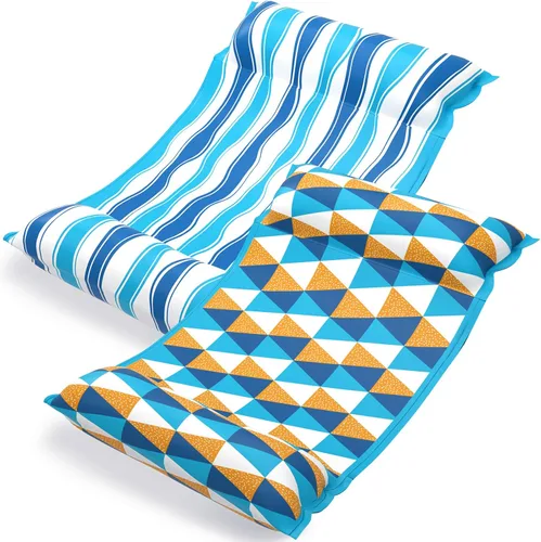 Vista 8 de Jasonwell Hamaca de agua para piscina, flotadores inflables de tela 4 en 1 (silla de montar, tumbonas flotantes), tumbonas flotantes para piscina