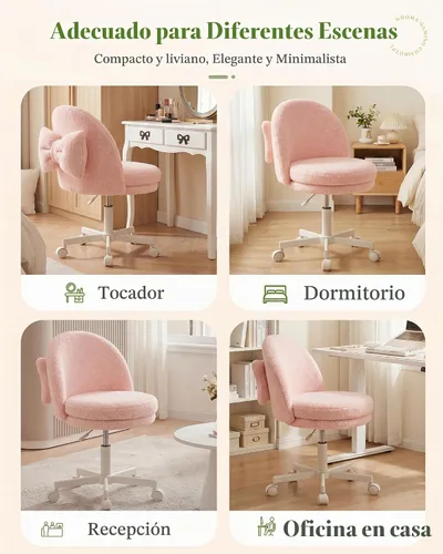 Vista 9 de GTPOFFICE Silla de tocador con respaldo, silla de oficina alta ajustable, taburetes de bar giratorios altos, silla de escritorio mullida y bonita