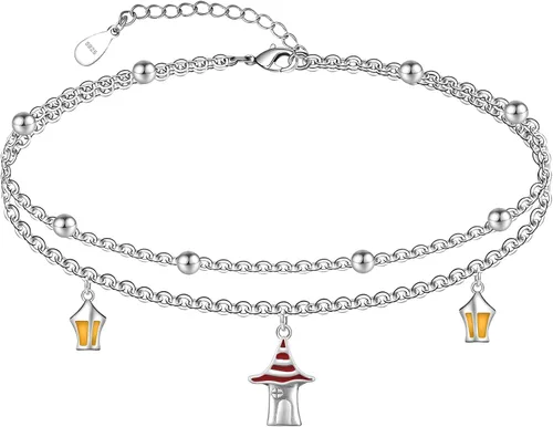 Vista 157 de CHIC & ARTSY Tobilleras delicadas de plata de ley S925 para verano, pulsera de tobillo ajustable multicapa para playa, joyería de pie para mujer