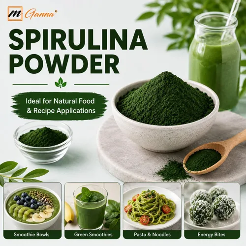 Vista 4 de Polvo 100% espirulina/polvo de algas verdes azules 0.5 libras / 8.01 oz
