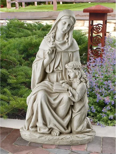 Vista 6 de Design Toscano Anne with Young Mother Mary Holy Religious Garden Estatua de jardín, 12 pulgadas de ancho, 21 pulgadas de alto, resina de piedra