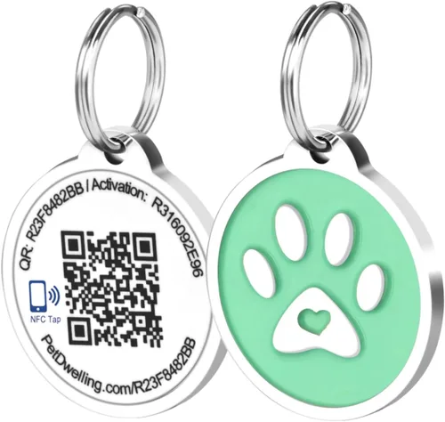 Vista 14 de Pet Dwelling Etiquetas inteligentes de identificación de mascotas QR + NFC para perros, duraderas e impermeables, etiquetas inteligentes