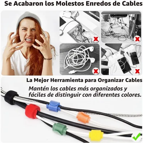 Vista 2 de 80 unidades de bridas de cable reutilizables multicolor, bridas de alambre para gestión de cables, bridas de cordón reutilizables para electrónicos