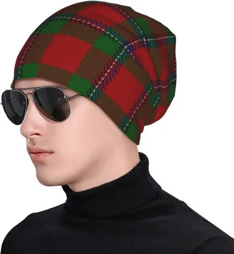 Vista 3 de MIZIBAO Gorro unisex con diseño de clan escocés, stewart, rojo, tartán, cálido, holgado, de punto, regalo para adultos