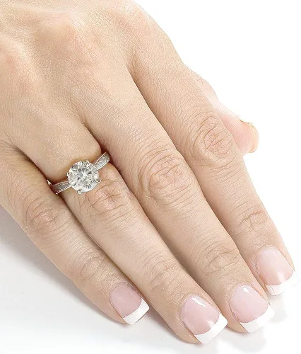 Vista 3 de Anillo de compromiso estilo antiguo con diamantes 112peso total en quilates moissanita oro blanco de 14quilates